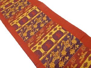 横段に鳳凰・花模様織出し全通袋帯